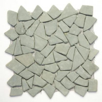 Solistone Indonesian Green Gobos 12 in. x 12 in. x 6.35 mm Natural Stone Pebble Mesh-Mounted Mosaic Tile (10 sq. ft. / case)