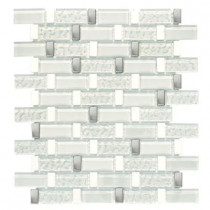 Jeffrey Court Valor Sky White Stainless 11-3/4 in. x 12-1/2 in. Glass/Stone/Metal Mosaic Wall Tile-DISCONTINUED