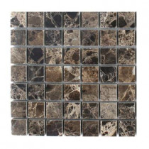 Splashback Tile Dark Emperidor Squares Marble Floor and Wall Tile Sample