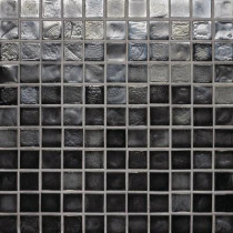 Studio E Edgewater Black Sand 1 in. x 1 in. 11 3/4 in. x 11 3/4 in. Glass Floor & Wall Mosaic Tile-DISCONTINUED