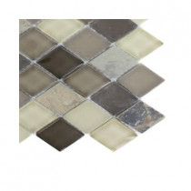 Splashback Tile Tectonic Diamond Multicolor Slate and Khaki Blend Glass Floor and Wall Tile Sample