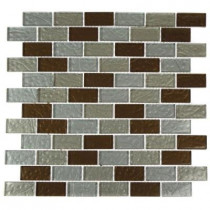 Splashback Tile Metallic Ale Blend 12 in. x 12 in. x 8 mm Glass Mosaic Floor and Wall Tile