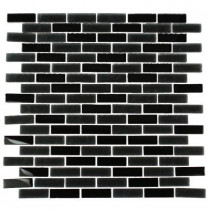 Splashback Tile Contempo Classic Black 12 in. x 12 in. Glass Mosaic Floor and Wall Tile-DISCONTINUED
