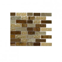 Splashback Tile Desert Blend 1/2 in. x 2 in. Glass and Marble Mosaic Tile Sample