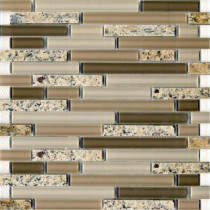 Epoch Architectural Surfaces Spectrum Desert Gold-1663 Granite And Glass Blend Mesh Mounted Floor and Wall Tile - 2 in. x 12 in. Tile Sample