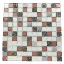 Splashback Tile Carved Redwood Blend 12 in. x 12 in. x 8 mm Marble and Glass Mosaic Floor and Wall Tile