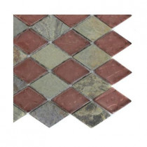 Splashback Tile Tectonic Diamond Multicolor Slate and Rust Glass Tiles Tile Sample