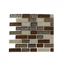 Splashback Tile Suede Shoe Brick Pattern 1/2 in. x 2 in. Marble and Glass Tile - 6 in. x 6 in. Floor and Wall Tile Sample