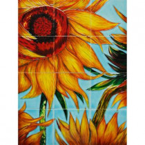 overstockArt Van Gogh, Sunflowers (detail) Mural 18 in. x 24 in. Wall Tiles-DISCONTINUED