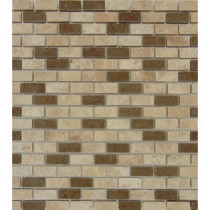 MS International Noce/Chiaro Mini Brick 12 in. x 12 in. x 10 mm Honed Travertine Mesh-Mounted Mosaic Tile