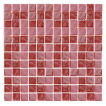 Epoch Architectural Surfaces Irridecentz I-Red-1415 Mosiac Recycled Glass Mesh Mounted Tile - 3 in. x 3 in. Tile Sample