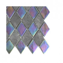 Splashback Tile Tectonic Diamond Black Slate and Rainbow Black Glass Floor and Wall Tile - 6 in. x 6 in.Tile Sample