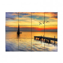 Tile My Style Sailboat 24 in. x 18 in. Tumbled Marble Tiles (3 sq. ft. /case)
