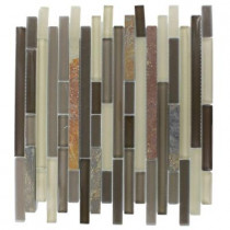 Splashback Tile Tectonic Harmony Multicolor Slate And Khaki Blend 12 in. x 12 in. x 8 mm Glass Mosaic Floor and Wall Tile