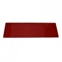 Splashback Tile Contempo Lipstick Red Polished Glass Tile - 4 in. x 12 in. x 8 mm Tile, Half Piece Tile Sample