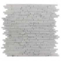 Splashback Tile Windsor 1/4 in. x Random White Carrera Pattern Marble 12 in. x 12 in. x 8 mm Mosaic Floor and Wall Tile