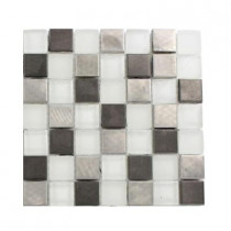 Splashback Tile Tetris Steel Ice 3/4 in. x 3/4 in. Squares Tile Sample