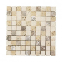 Jeffrey Court Giallo Sienna Medley 12 in. x 12 in. x 8 mm Travertine Marble Mosaic Floor/Wall Tile