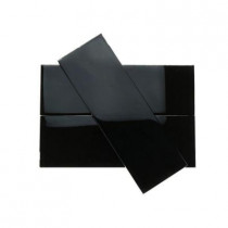 Splashback Tile Contempo 4 in. x 12 in. Classic Black Polished Glass Tile-DISCONTINUED