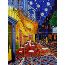 overstockArt Van Gogh, Cafe Terrace at Night Mural 18 in. x 24 in. Wall Tiles-DISCONTINUED