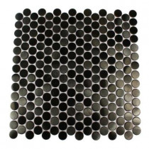 Splashback Tile Metal Nero Penny Round 12 in. x 12 in. Stainless Steel Floor and Wall Tile-DISCONTINUED