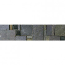 MARAZZI Natural Slate Multi-Color 3 in. x 12 in. x 8mm Porcelain Mosaic Floor and Wall Tile