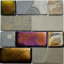 Studio E Edgewater Sunset Cliffs Glass and Slate Mosaic & Wall Tile - 5 in. x 5 in. Tile Sample-DISCONTINUED