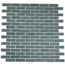 Splashback Tile Contempo Blue Gray Brick Pattern 12 in. x 12 in. x 8 mm Glass Mosaic Floor and Wall Tile