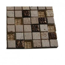 Splashback Tile Tapestry Hydraneum Mixed Material with Copper Deco Tile Sample
