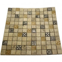 Splashback Tile Tapestry Hydraneum Mixed Materials with Silver Deco 12 in. x 12 in. x 8 mm Floor and Wall Tile