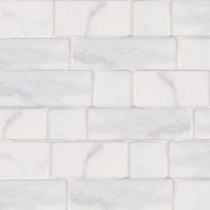 Jeffrey Court Statuario Block 12 in. x 12 in. x 8 mm White Marble Mosaic Floor/Wall Tile