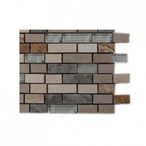 Splashback Tile Arizona Rain Blend Pitzy Brick Glass and Marble Mosaic Tiles - 6 in. x 6 in. Tile Sample