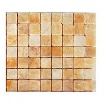 Splashback Tile Honey Onyx 3/4 in. x 3/4 in. Marble Mosaic Tile - 6 in. x 6 in. Tile Sample-DISCONTINUED