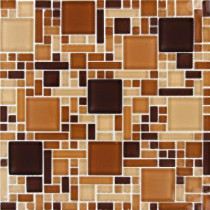 MS International Chestnut Blend Magic Pattern 12 in. x 12 in. x 8 mm Glass Mesh-Mounted Mosaic Tile