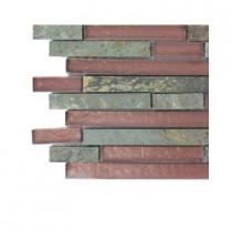Splashback Tile Geo Harmony Slate Rust Glass Tile Sample