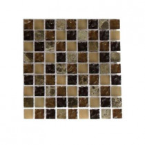 Splashback Tile Cask Brown Blend 1/2 in. x 1/2 in. Marble and Glass Tile Sample