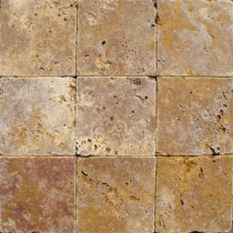 MS International Gold 4 In. x 4 In. Tumbled Travertine Floor and Wall Tile (1 sq. ft. / case)