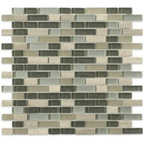 Splashback Tile Naiad Blend Bricks Pattern 12 in. x 12 in. x 8 mm Marble and Glass Mosaic Floor and Wall Tile