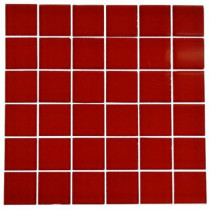 Splashback Tile Contempo Lipstick Red Polished 12 in. x 12 in. x 8 mm Glass Floor and Wall Tile