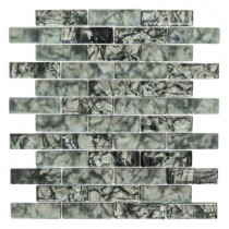 Jeffrey Court Black Magic 12 in. x 12 in. Black Glass Brick Mosaic Tile