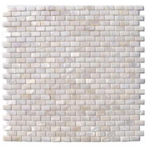 Splashback Tile Mother of Pearl Mini Brick Pattern 12 in. x 12 in. x 8 mm Mosaic Floor and Wall Tile