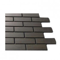 Splashback Tile Stainless Steel 3/4 in. x 2 in Metal Tile Brick Pattern Tile Sample