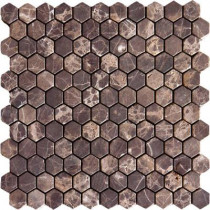 MS International Emperador Dark 12 in. x 12 in. x 10 mm Tumbled Marble Mesh-Mounted Mosaic Floor and Wall Tile (10 sq. ft. / case)