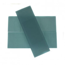 Splashback Tile Contempo Turquoise Frosted 4 in. x 12 in. x 8 mm Glass Subway Tile (1 sq. ft. /case)