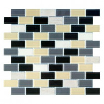 Jeffrey Court Driftwood 12 in. x 12 in. Blue/Gray Brick Mosaic Tile-DISCONTINUED