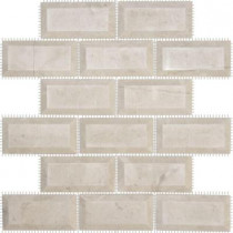 Jeffrey Court Creama 2 x 4 Beveled 12 in. x 12 in. x 10 mm Marble Mosaic Wall Tile