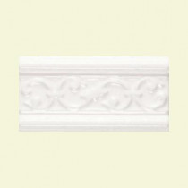 Daltile Fashion Accents Arctic White 4 in. x 8 in. Ceramic Nexus Listello Wall Tile-DISCONTINUED