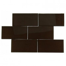 Splashback Tile Contempo 3 in. x 6 in. Mahogany Polished Glass Tile-DISCONTINUED