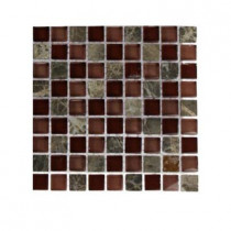 Splashback Tile Whiskey Blend 1/2 in. x 1/2 in. Glass and Marble Mosaic Sample