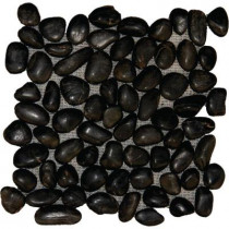 MS International Black Pebbles 12 in. x 12 in. x 10 mm Polished Quartzite Mesh-Mounted Mosaic Tile (10 sq. ft. / case)